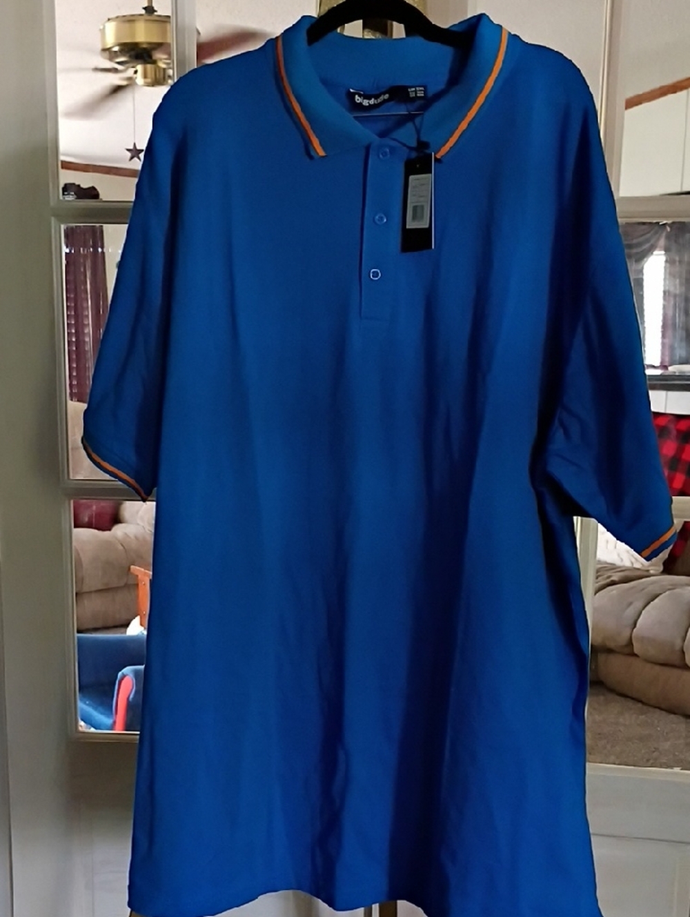 Blue Polo with Orange-Trim Collar